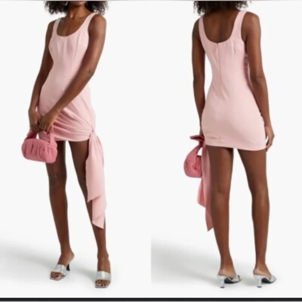 Cinq A Sept Sharon Knotted Crepe Mini Dress, Pink, 4 - Picture 2 of 13